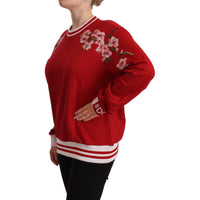 Dolce & Gabbana Red Cotton Crewneck #DGlove Pullover Sweater - Paris Deluxe