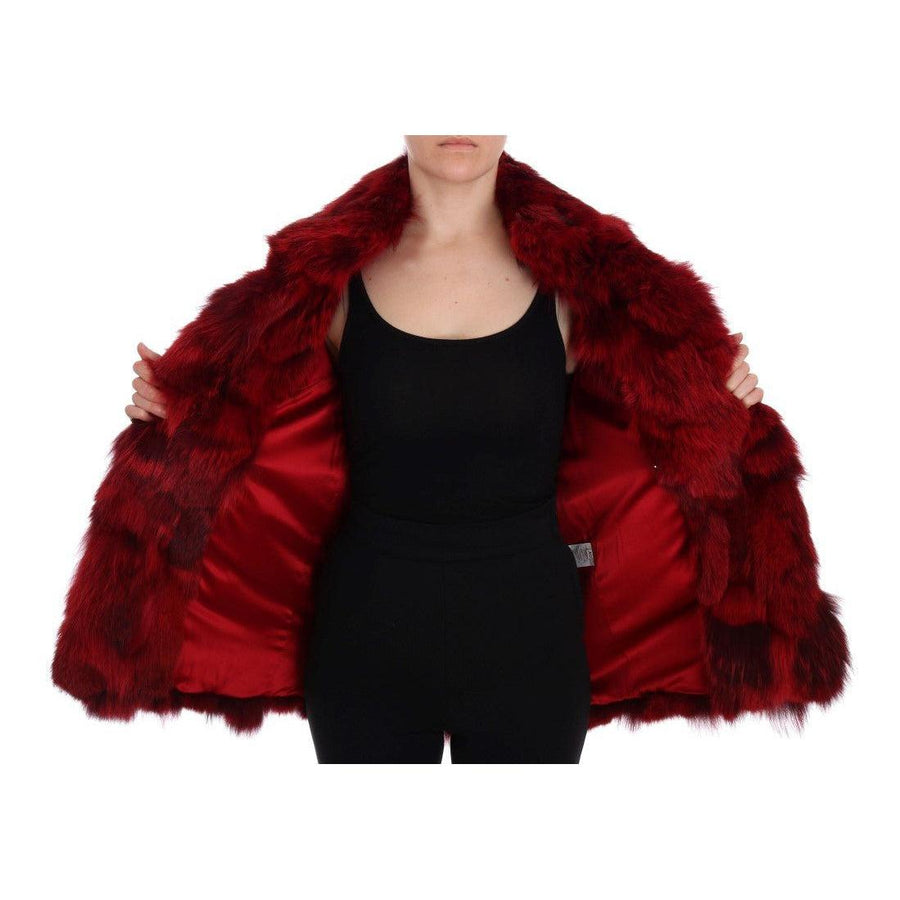 Dolce & Gabbana Red Coyote Fur Sleeveless Coat Jacket - Paris Deluxe