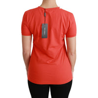 Dolce & Gabbana Red Crewneck Short Sleeve T-shirt Cotton Top - Paris Deluxe