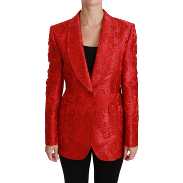 Dolce & Gabbana Red Floral Angel Blazer Coat Jacket - Paris Deluxe
