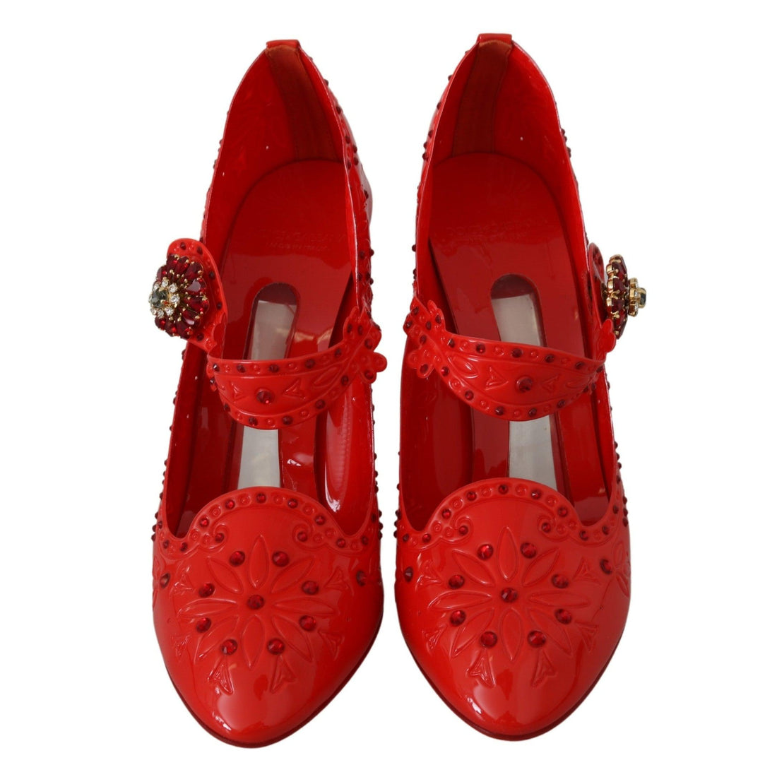 Dolce & Gabbana Red Floral Crystal CINDERELLA Heels Shoes - Paris Deluxe