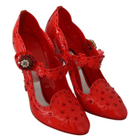Dolce & Gabbana Red Floral Crystal CINDERELLA Heels Shoes - Paris Deluxe
