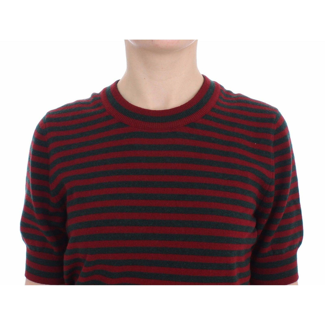 Dolce & Gabbana Red Gray Cashmere Short Sleeve Sweater - Paris Deluxe