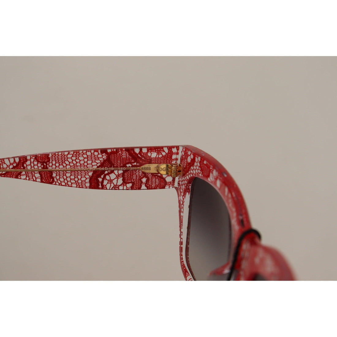 Dolce & Gabbana Red Lace Acetate Rectangle Shades Sunglasses - Paris Deluxe