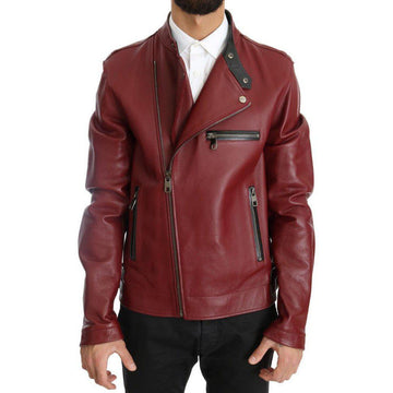 Dolce & Gabbana Red Leather Deerskin Jacket - Paris Deluxe