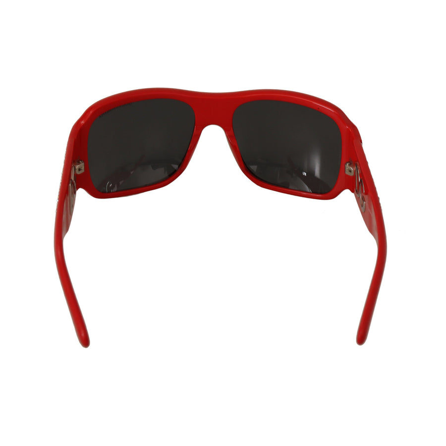 Dolce & Gabbana Red Plastic Swarovski Stones Gray Lens Sunglasses - Paris Deluxe