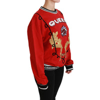Dolce & Gabbana Red Queen Sequined Love Pullover Sweater - Paris Deluxe