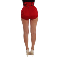 Dolce & Gabbana Red Silk Crystal Roses Shorts - Paris Deluxe