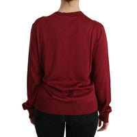 Dolce & Gabbana Red Silk Long Sleeve Cardigan Sweater - Paris Deluxe