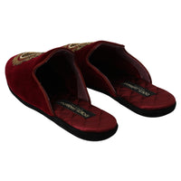 Dolce & Gabbana Red Velvet Sacred Heart Embroidery Slides Shoes - Paris Deluxe