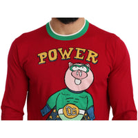 Dolce & Gabbana Red Wool Silk Pig of the Year Sweater - Paris Deluxe