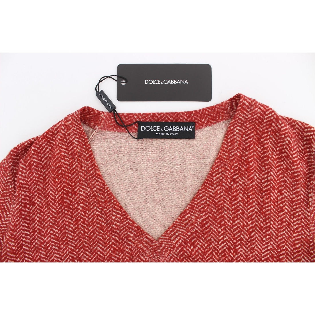 Dolce & Gabbana Red Wool Tweed Short Sleeve Sweater Pullover - Paris Deluxe