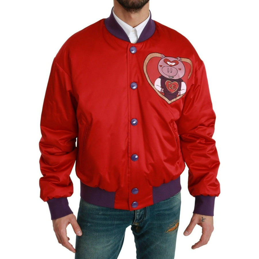 Dolce & Gabbana Red YEAR OF THE PIG Bomber Jacket