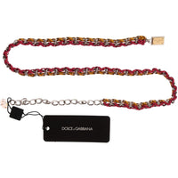 Dolce & Gabbana Red Yellow Leather Crystal Belt - Paris Deluxe