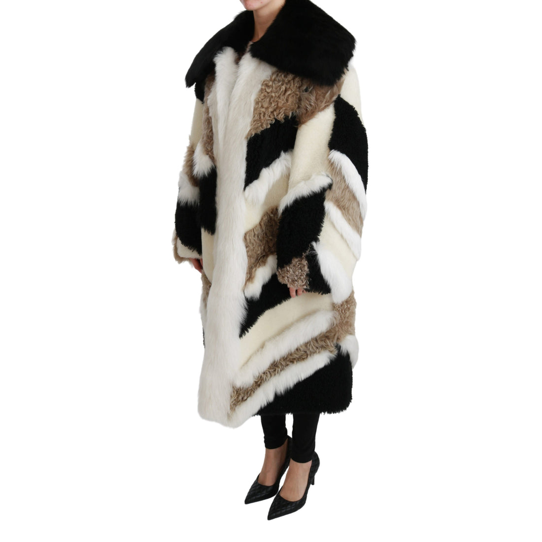 Dolce & Gabbana Sheep Fur Shearling Cape Jacket Coat - Paris Deluxe