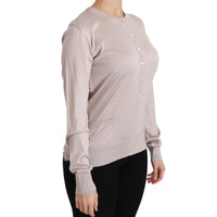 Dolce & Gabbana Silk Pink Long Sleeve Lace Top Sweater - Paris Deluxe