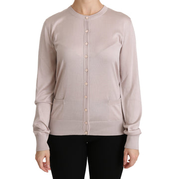 Dolce & Gabbana Silk Pink Long Sleeve Lace Top Sweater - Paris Deluxe