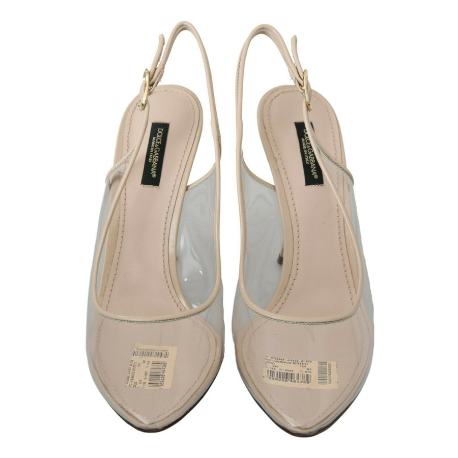 Dolce & Gabbana Slingback PVC Beige Clear High Heels Shoes - Paris Deluxe