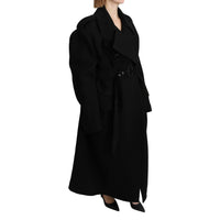 Dolce & Gabbana Virgin Wool Black Blazer Trenchcoat Jacket - Paris Deluxe