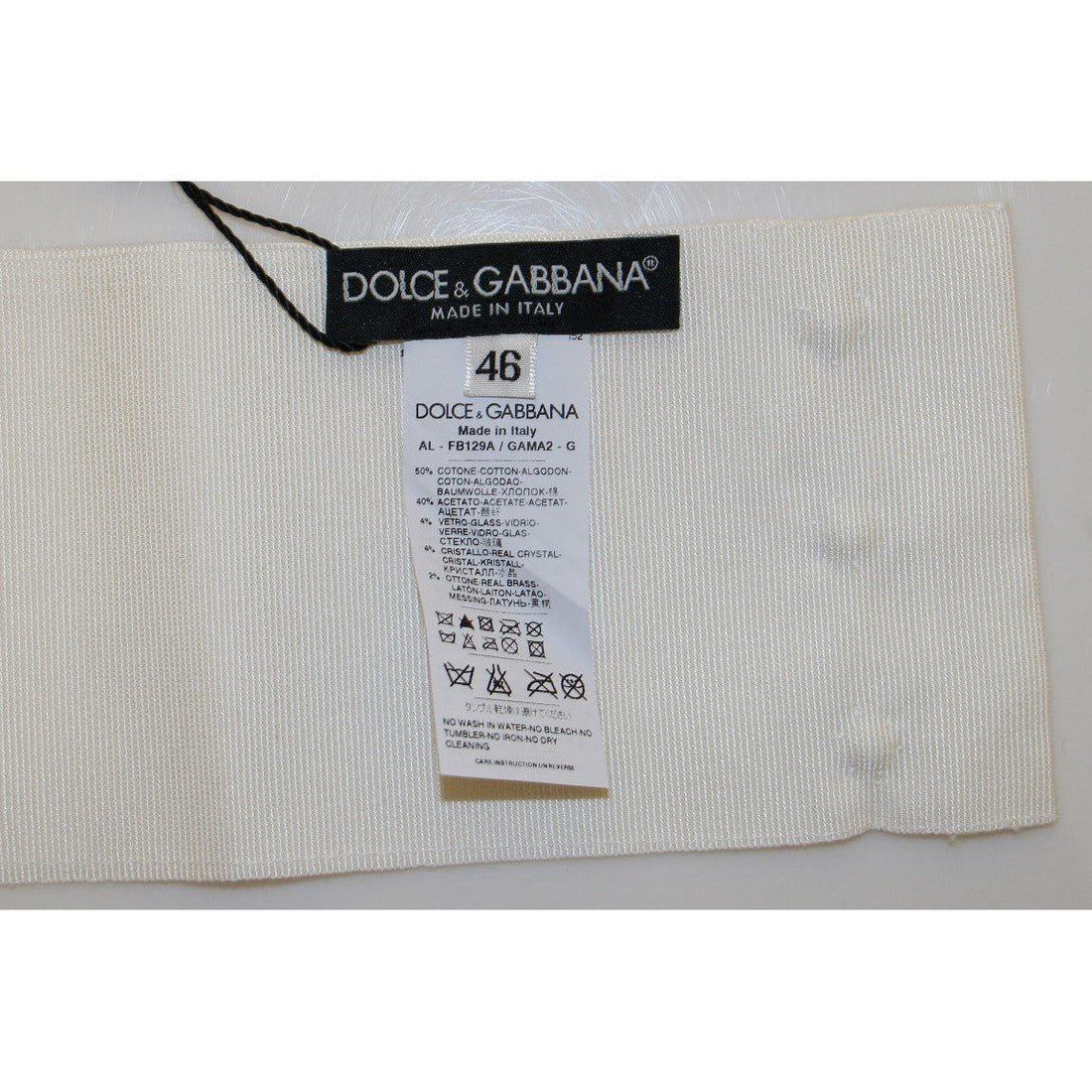 Dolce & Gabbana White Crystal Brass Wide Waist Runway Belt - Paris Deluxe