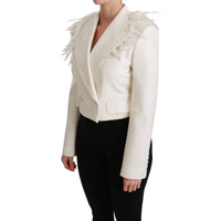 Dolce & Gabbana White Double Breasted Coat Wool Jacket - Paris Deluxe