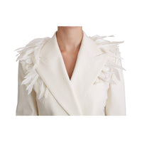Dolce & Gabbana White Double Breasted Coat Wool Jacket - Paris Deluxe