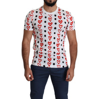 Dolce & Gabbana White Hearts Print  Cotton Men Top T-shirt