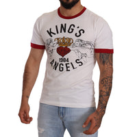 Dolce & Gabbana White Kings Angels Print Cotton T-shirt - Paris Deluxe