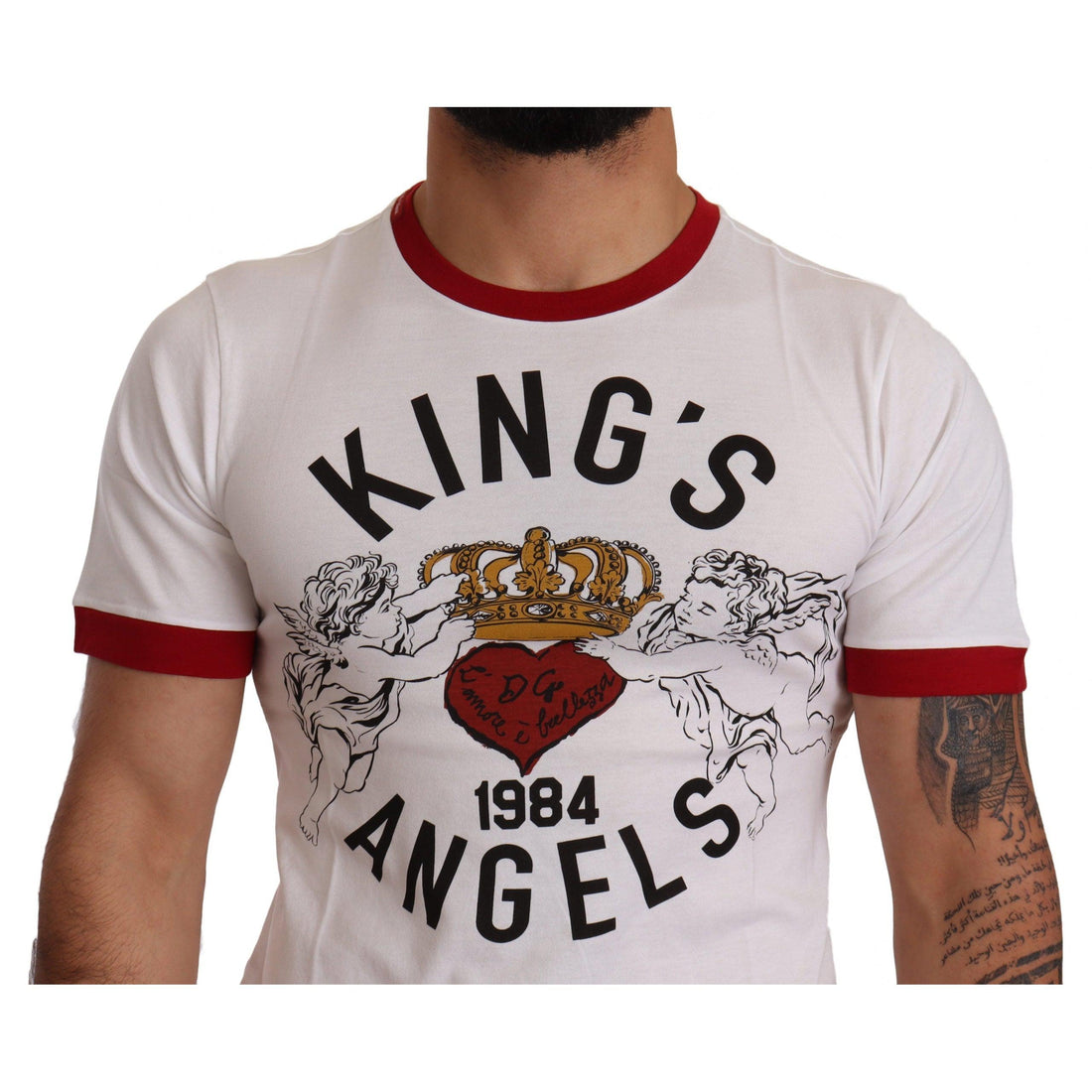 Dolce & Gabbana White Kings Angels Print Cotton T-shirt - Paris Deluxe