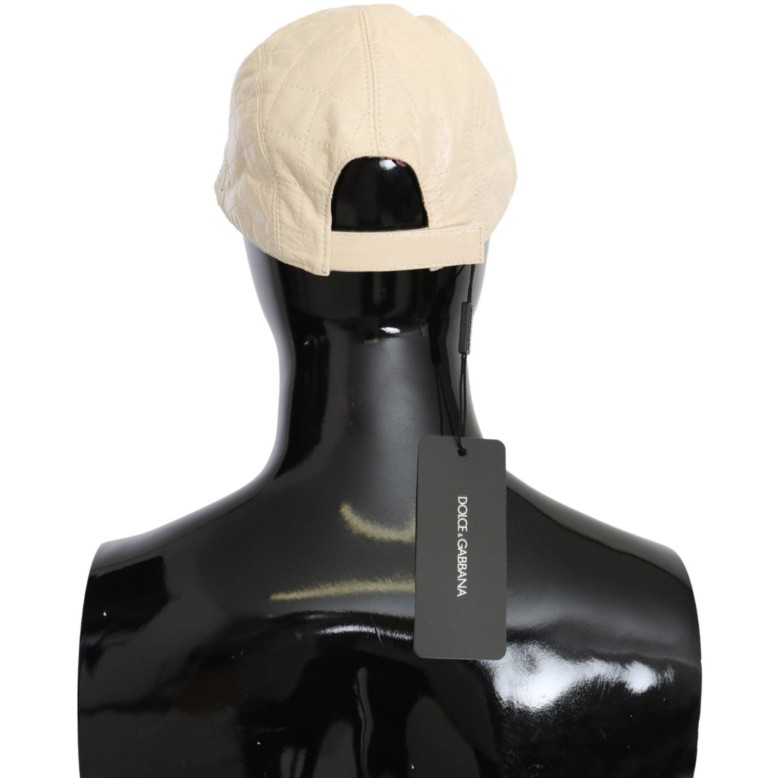 Dolce & Gabbana White Lamb Skin 100% Leather Baseball Hat - Paris Deluxe