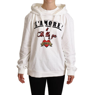 Dolce & Gabbana White L'Amore Hooded Pullover Sweater - Paris Deluxe