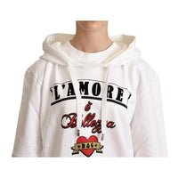 Dolce & Gabbana White L'Amore Hooded Pullover Sweater - Paris Deluxe