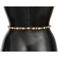 Dolce & Gabbana White Leather Crystals Waist Belt - Paris Deluxe