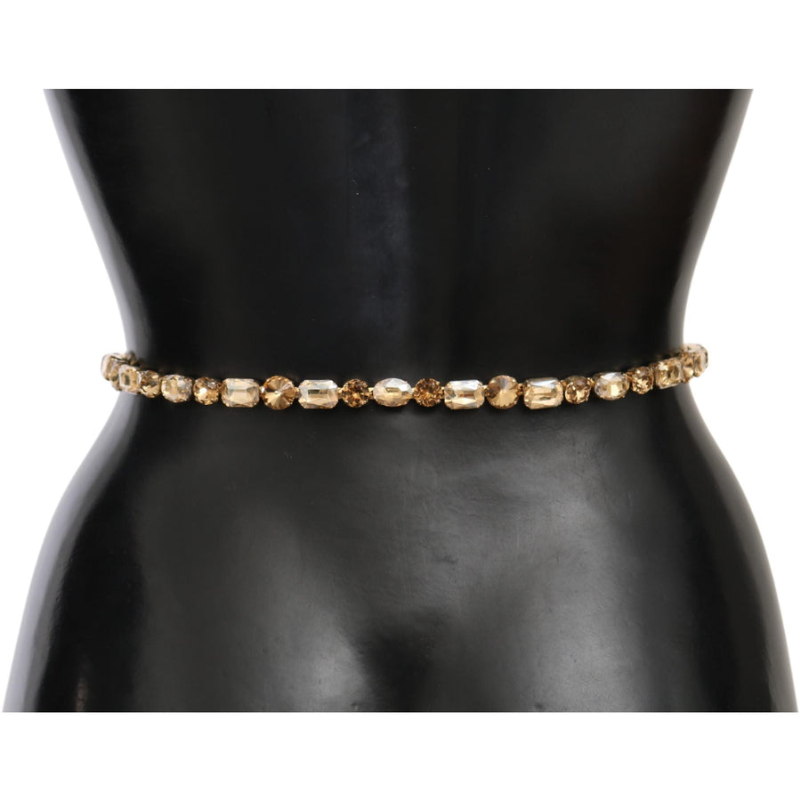 Dolce & Gabbana White Leather Crystals Waist Belt - Paris Deluxe
