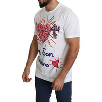 Dolce & Gabbana White Saint Valentine Hearts Print Men T-shirt - Paris Deluxe
