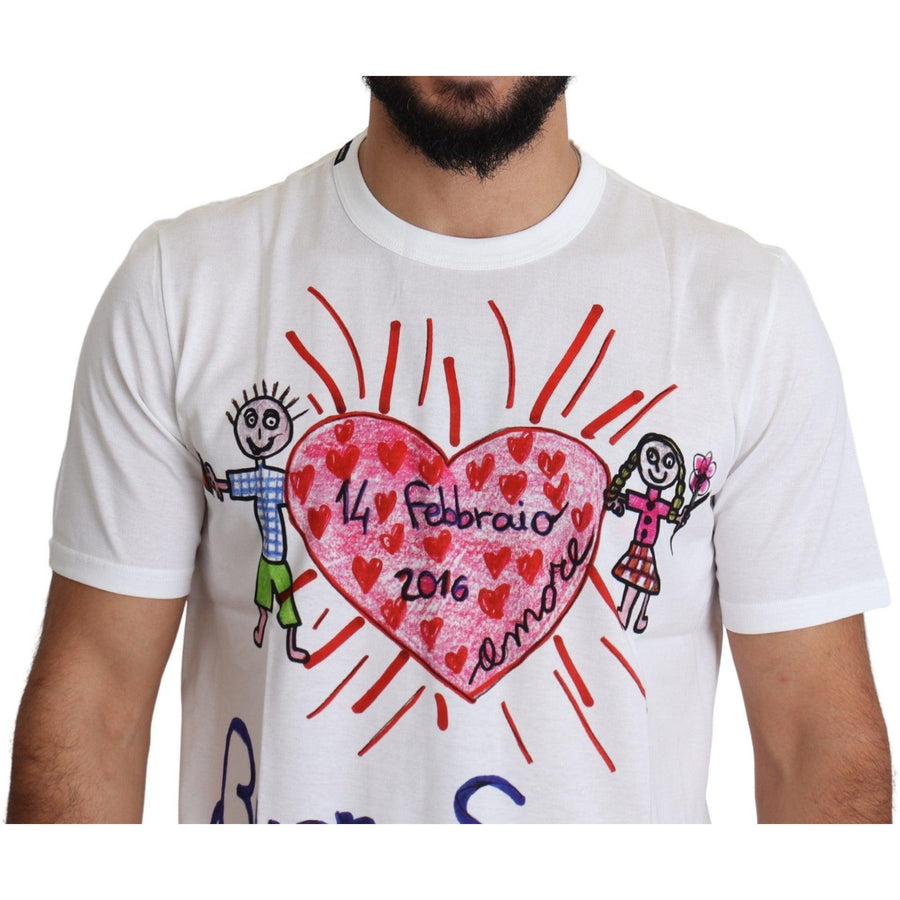 Dolce & Gabbana White Saint Valentine Hearts Print Men T-shirt - Paris Deluxe