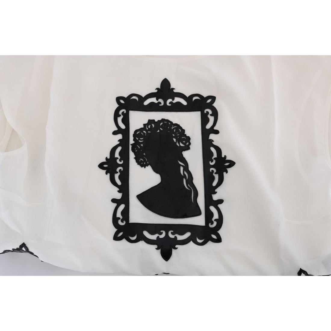Dolce & Gabbana White Silk Black Frame Blouse - Paris Deluxe