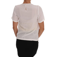 Dolce & Gabbana White Silk ITALIA IS LOVE Blouse T-shirt - Paris Deluxe