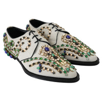 Dolce & Gabbana White Suede Crystal Dress Broque Shoes - Paris Deluxe