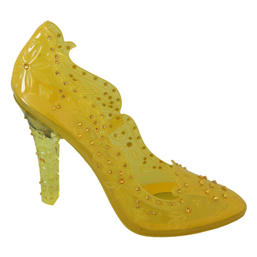 Dolce & Gabbana Yellow Floral Crystal CINDERELLA Heels Shoes - Paris Deluxe