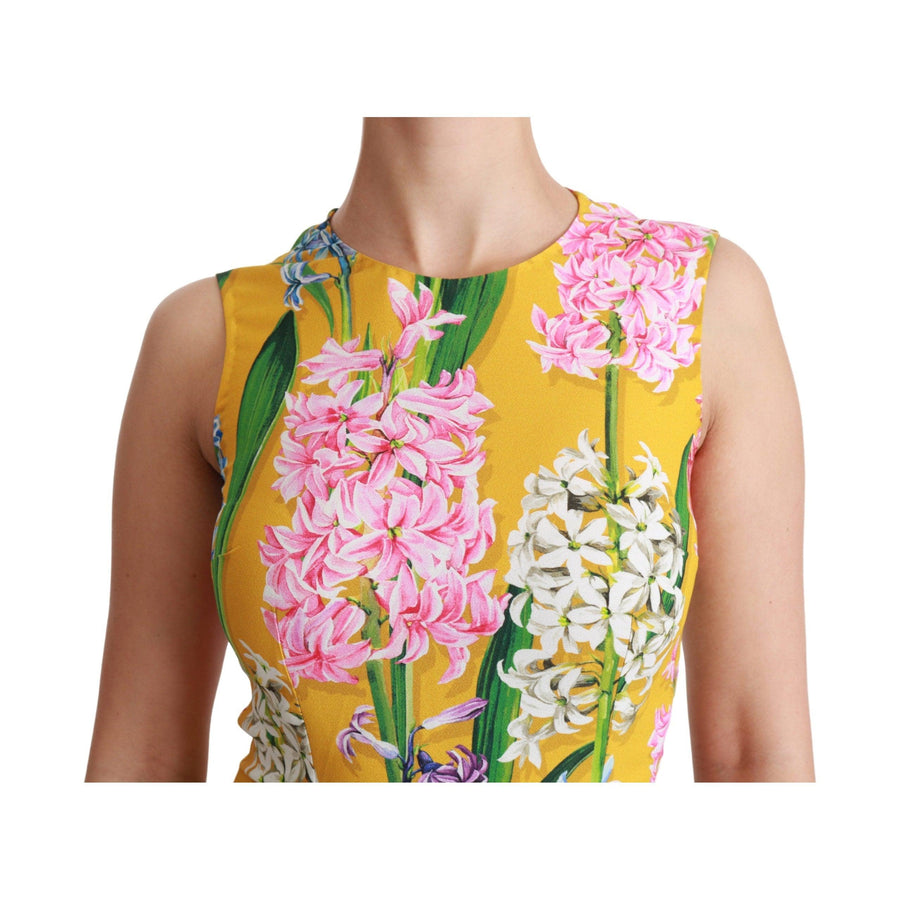 Dolce & Gabbana Yellow Floral Stretch Top Tank Blouse - Paris Deluxe