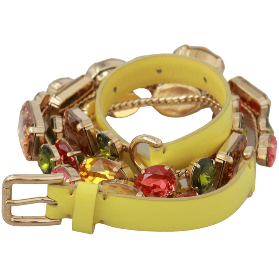 Dolce & Gabbana Yellow Gold Multicolor Crystals Waist Belt - Paris Deluxe