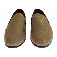 Dolce & Gabbana Yellow Gold Silk Baroque Loafers Shoes - Paris Deluxe