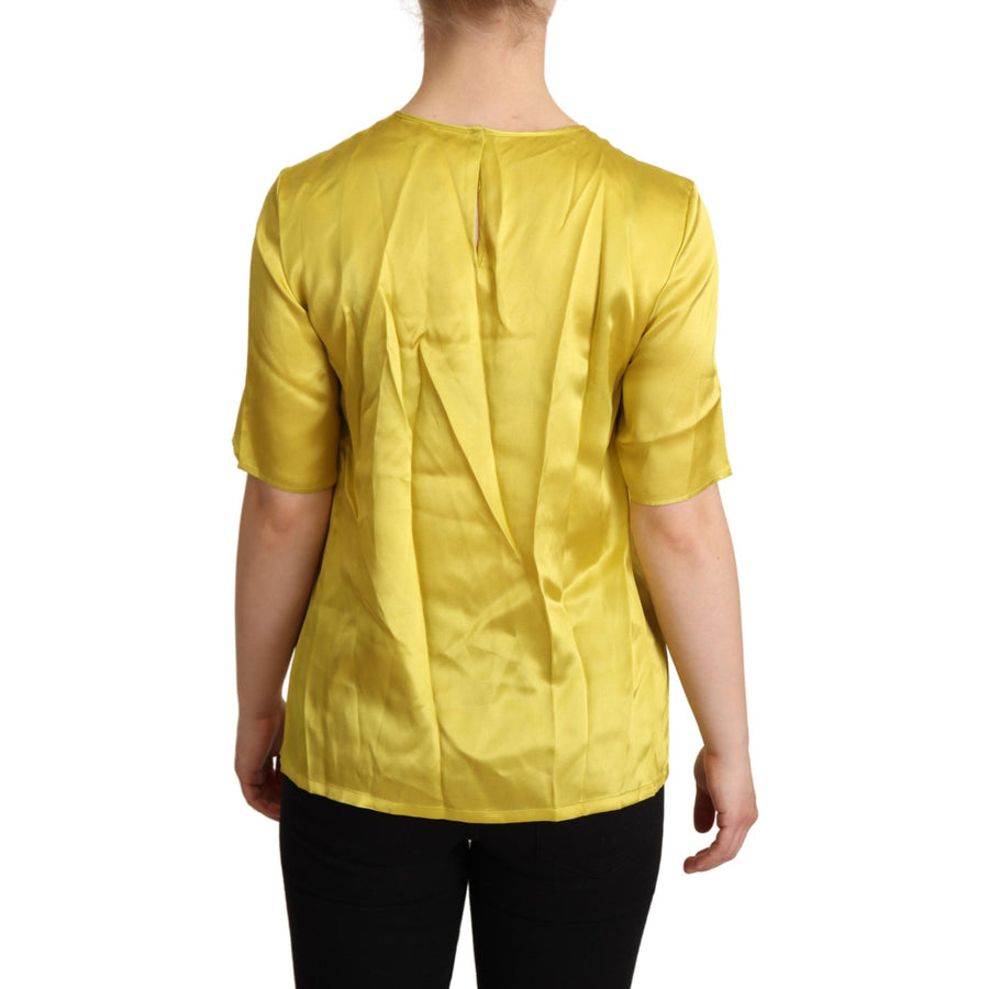 Dolce & Gabbana Yellow Silk Short Sleeve Blouse T-shirt