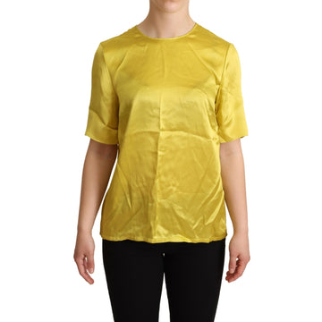 Dolce & Gabbana Yellow Silk Short Sleeve Blouse T-shirt