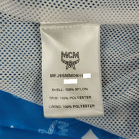 MCM Women's Blue Nylon Bomber Jacket White Logo Print