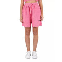 Hinnominate Chic Pink Terry Bermuda Shorts with Logo Print