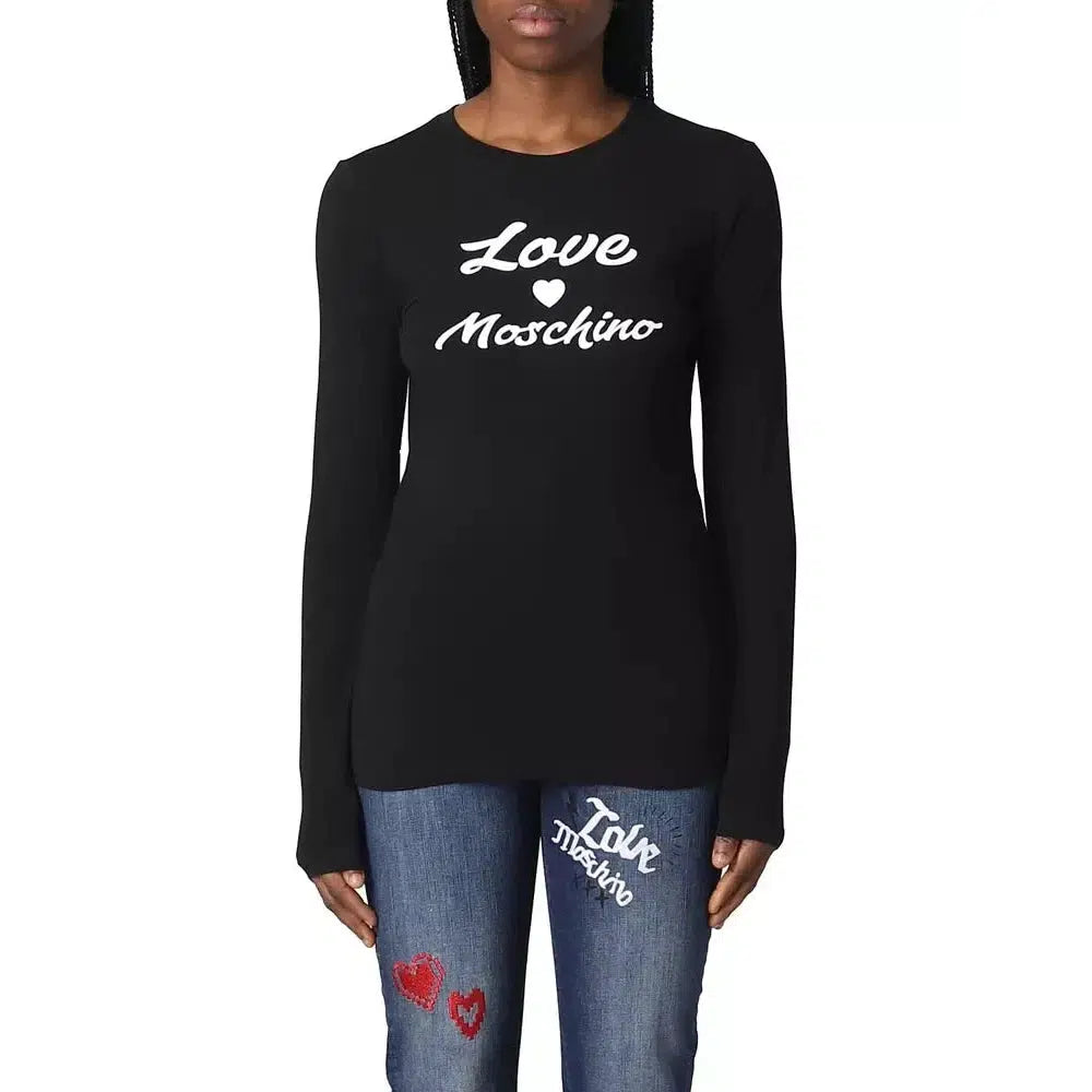 Love Moschino Elegant Long-Sleeved Cotton Logo Tee