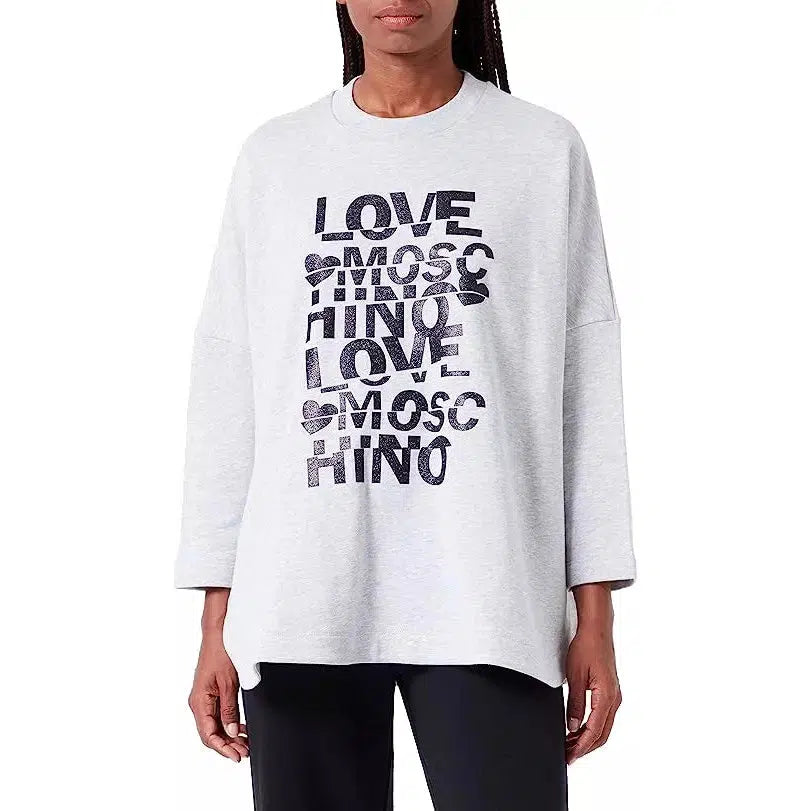 Love Moschino Glittered Cotton Oversized Sweatshirt - Grey
