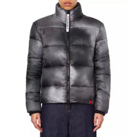 Love Moschino Chic High Collar Down Jacket with Logo Patch